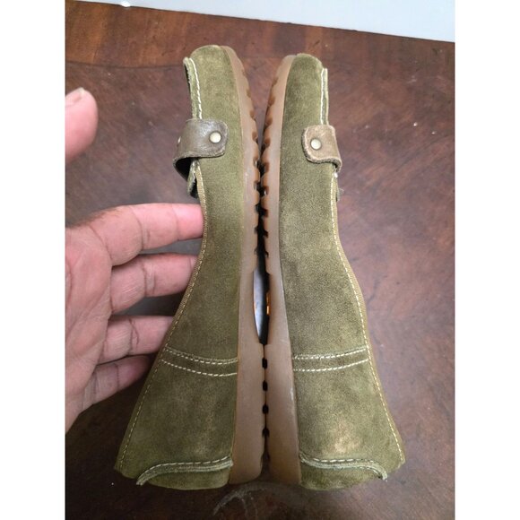 Timberland Women's Green Suede Slip-On Loafers Studded Strap Accents Size 8.5 - Picture 7 of 11